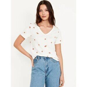 NWT Old Navy Watermelon V-Neck Short Sleeve T-Shirt Womens L Tall Cotton Soft